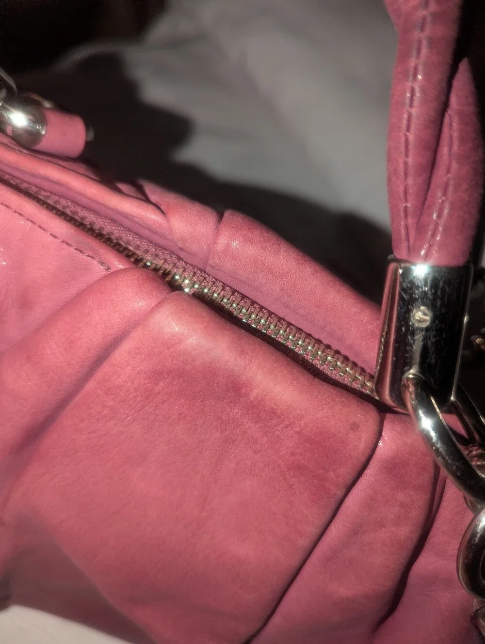Coach Madison  Sophia Pleated Pink Leather Shoulder Satchel F22563